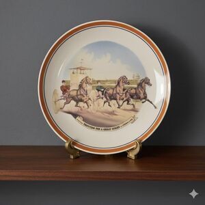 Vintage Equestrian Trotting Horse Decorative Plate | Dark Academia Decor